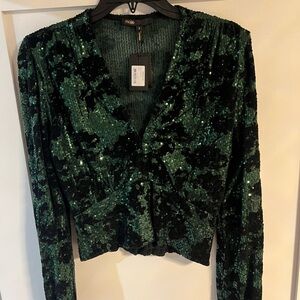 Maje Black Sequin Blouse